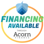Financing available for home elevators through Acorn Finance, featuring colorful circular design with a leaf emblem.
