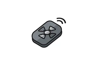 Remote control with arrow buttons and signal waves, potentially used for operating home elevators.