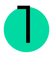 Green circle with a vertical black line in the center against a white background.