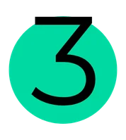 Green circle with a bold black number three, resembling a home elevator floor button design.
