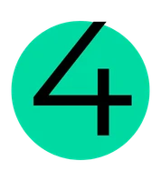Black number four on a green circle background, possibly representing the fourth floor in a home elevators system.
