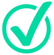 A green checkmark symbol, indicating a successful action or approval.